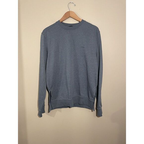 Prana Women's Standard Fit Sweatshirt Small Side Slits Pullover Fleece Logo Blue - Picture 2 of 7